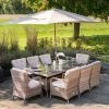 Luxury Rattan 8 Seater Rectangular Garden Dining Set with Parasol by Primrose Living