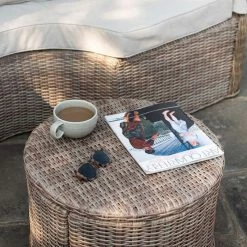 'Peony' Luxury Rattan Modular Daybed Sofa Set with Retractable Canopy by Primrose Living -Garden Furniture Shop Natural FU102222 CoffeeTable 261b