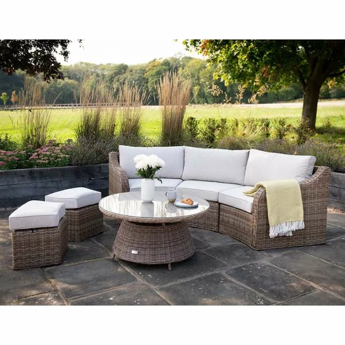 'Peony' Luxury Rattan 5 Seater Modular Garden Sofa Set with Open Coffee Table and Footstools by Primrose Living 1 'Peony' Luxury Rattan 5 Seater Modular Garden Sofa Set with Open Coffee Table and Footstools by Primrose Living
