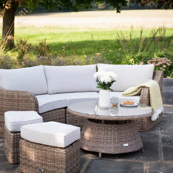 'Peony' Luxury Rattan 5 Seater Modular Garden Sofa Set with Open Coffee Table and Footstools by Primrose Living 2 'Peony' Luxury Rattan 5 Seater Modular Garden Sofa Set with Open Coffee Table and Footstools by Primrose Living - Image 2