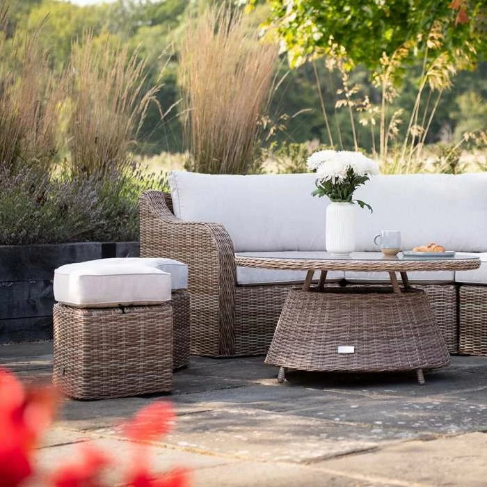 'Peony' Luxury Rattan 5 Seater Modular Garden Sofa Set with Open Coffee Table and Footstools by Primrose Living 7 'Peony' Luxury Rattan 5 Seater Modular Garden Sofa Set with Open Coffee Table and Footstools by Primrose Living - Image 7