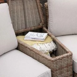 'Peony' Luxury Rattan 6 Seater Modular Garden Sofa Set with Storage Basket and Coffee Table by Primrose Living 12 'Peony' Luxury Rattan 6 Seater Modular Garden Sofa Set with Storage Basket and Coffee Table by Primrose Living -Garden Furniture Shop Natural FU102224 StorageBasketOpen 3c57