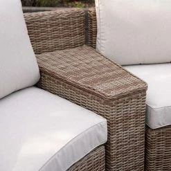 'Peony' Luxury Rattan 8 Seater Modular Garden Sofa Set with Storage Basket, Coffee Table and Footstools by Primrose Living -Garden Furniture Shop Natural FU102225 2 StorageBasketClosed 2a45