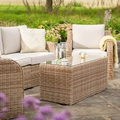 'Peony' Luxury Rattan 4 Seater Modular Garden Sofa Set with Coffee Table by Primrose Living 9 'Peony' Luxury Rattan 4 Seater Modular Garden Sofa Set with Coffee Table by Primrose Living -Garden Furniture Shop Natural FU102228 5 FullSetCloseOff 3d78
