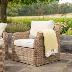 'Peony' Luxury Rattan 5 Seater Modular Garden Sofa Set with Coffee Table by Primrose Living -Garden Furniture Shop Natural FU102229 4 Chair b801