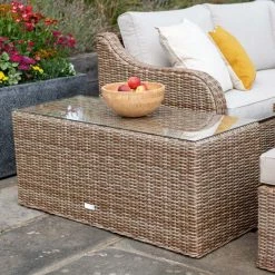 'Peony' Luxury Rattan 10 Seater Modular Garden Sofa Set with Rectangular Table by Primrose Living -Garden Furniture Shop Natural FU102239 11 CoffeeTable fb17