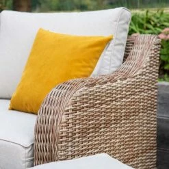 'Peony' Luxury Rattan 10 Seater Modular Garden Sofa Set with Rectangular Table by Primrose Living -Garden Furniture Shop Natural FU102239 6 ChairArm a9f7