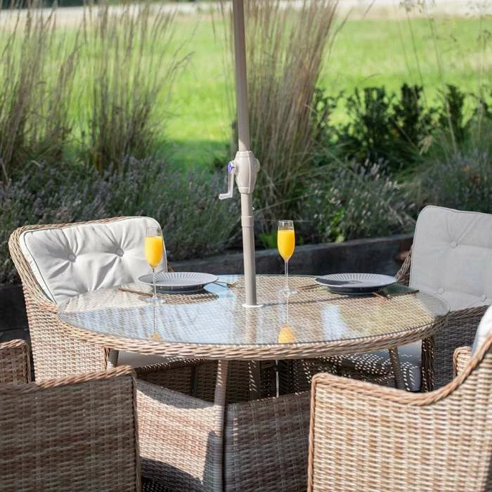 Luxury Rattan 4 Seater Circular Garden Dining Set by Primrose Living 3 Luxury Rattan 4 Seater Circular Garden Dining Set by Primrose Living - Image 3