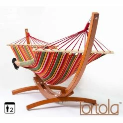 Tortola Wooden Hammock Stand With Summer Multi-Stripe Hammock