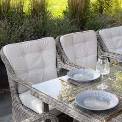 Luxury 8 Seater Rectangular Garden Dining Set in Stone Rattan by Primrose Living 8 Luxury 8 Seater Rectangular Garden Dining Set in Stone Rattan by Primrose Living -Garden Furniture Shop Stone FU102246 2 ChairsTable 23b6