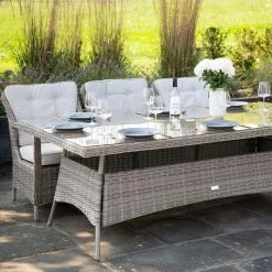 Luxury 8 Seater Rectangular Garden Dining Set in Stone Rattan by Primrose Living 11 Luxury 8 Seater Rectangular Garden Dining Set in Stone Rattan by Primrose Living -Garden Furniture Shop Stone FU102246 5 TableChairs 2a54
