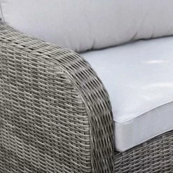 'Peony' Luxury Rattan 5 Seater Modular Garden Sofa Set with Coffee Table and Footstools in Stone by Primrose Living -Garden Furniture Shop Stone FU102248 2 ChairArm 65a4