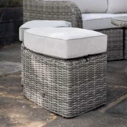 'Peony' Luxury Rattan 5 Seater Modular Garden Sofa Set with Coffee Table and Footstools in Stone by Primrose Living -Garden Furniture Shop Stone FU102248 4 Footstool 24e0