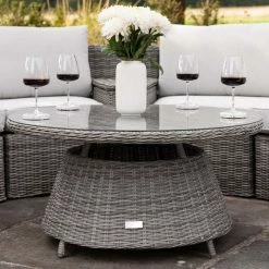 'Peony' Luxury Rattan 6 Seater Modular Garden Sofa Set with Storage Basket and Coffee Table in Stone by Primrose Living -Garden Furniture Shop Stone FU102249 2 Table 28c3