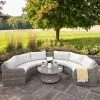 'Peony' Luxury Rattan 6 Seater Modular Garden Sofa Set with Storage Basket and Coffee Table in Stone by Primrose Living