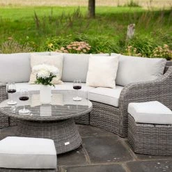 'Peony' Luxury Rattan 8 Seater Modular Garden Sofa Set with Storage Basket and Coffee Table in Stone by Primrose Living -Garden Furniture Shop Stone FU102250 6 FullSetCloseOff2 40f3