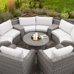'Peony' Luxury Rattan 8 Seater Modular Garden Sofa Set with Storage Baskets and Coffee Table in Stone by Primrose Living -Garden Furniture Shop Stone FU102251 4 FullSetClose 3d1b