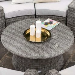 'Peony' Luxury Rattan 8 Seater Modular Garden Sofa Set with Storage Baskets and Coffee Table in Stone by Primrose Living -Garden Furniture Shop Stone FU102251 8 Table 90d2