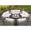 'Peony' Luxury Rattan 8 Seater Modular Garden Sofa Set with Storage Baskets and Coffee Table in Stone by Primrose Living