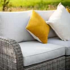 'Peony' Luxury Rattan 5 Seater Modular Garden Sofa Set with Open Coffee Table and Footstools in Stone by Primrose Living -Garden Furniture Shop Stone FU102252 6 SofaClose 021f