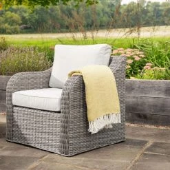 'Peony' Luxury Rattan 4 Seater Modular Garden Sofa Set with Coffee Table in Stone by Primrose Living -Garden Furniture Shop Stone FU102253 4 Chair 6bb4