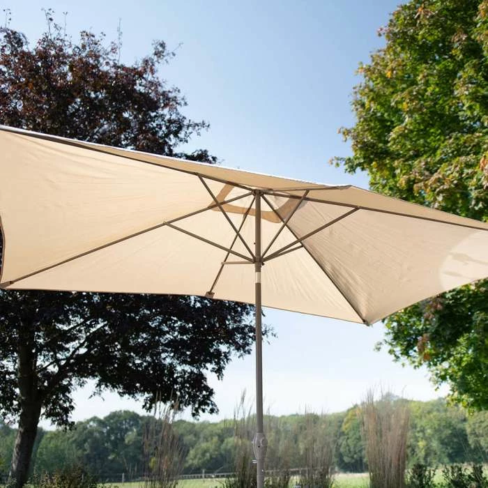 'Peony' Luxury Rattan 8 Seater Modular Garden Sofa Set with Rectangular Table and Parasol in Stone by Primrose Living 2 'Peony' Luxury Rattan 8 Seater Modular Garden Sofa Set with Rectangular Table and Parasol in Stone by Primrose Living - Image 2