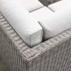'Peony' Luxury Rattan 8 Seater Modular Garden Sofa Set with Coffee Table and Footstools in Stone by Primrose Living -Garden Furniture Shop Stone FU102260 4 SofaCloseCorner 53b9