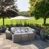 'Peony' Luxury Rattan 10 Seater Modular Garden Sofa Set with Rectangular Table in Stone by Primrose Living