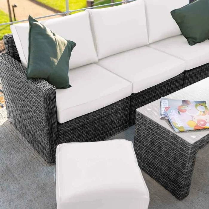 'Iris' Luxury Rattan 5 Seater Garden Sofa Set with Open Coffee Table in Stone by Primrose Living 3 'Iris' Luxury Rattan 5 Seater Garden Sofa Set with Open Coffee Table in Stone by Primrose Living - Image 3