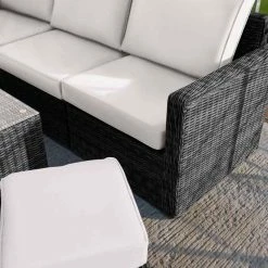 'Iris' Luxury Rattan 5 Seater Garden Sofa Set with Open Coffee Table in Stone by Primrose Living 9 'Iris' Luxury Rattan 5 Seater Garden Sofa Set with Open Coffee Table in Stone by Primrose Living -Garden Furniture Shop fu102409 sofacorner c104