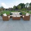 'Iris' Luxury Rattan 5 Seater Garden Sofa Set with Box Coffee Table by Primrose Living