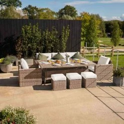 'Iris' Luxury Rattan 8 Seater Garden Sofa Set with Rectangular Table and Parasol by Primrose Living -Garden Furniture Shop fu102419 3 FullSetNoPara2 f6dd