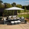 'Iris' Luxury Rattan 8 Seater Garden Sofa Set with Rectangular Table and Parasol in Stone by Primrose Living
