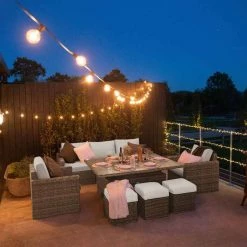 'Iris' Luxury Rattan 8 Seater Garden Sofa Set with Rectangular Rising Table by Primrose Living -Garden Furniture Shop fu102422 NightFullSetNoPara 4f24