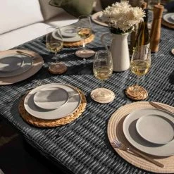 'Iris' Luxury Rattan 8 Seater Garden Sofa Set with Rectangular Rising Table in Stone by Primrose Living -Garden Furniture Shop fu102423 5 TableClose 0b02