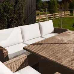 'Iris' Luxury Rattan 8 Seater Garden Sofa Set with Rectangular Rising Table and Parasol by Primrose Living -Garden Furniture Shop fu102424 4 TableCornerSofa 9cbf