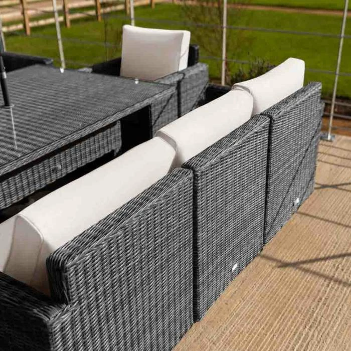 'Iris' Luxury Rattan 8 Seater Garden Sofa Set with Rectangular Rising Table and Parasol in Stone by Primrose Living 4 'Iris' Luxury Rattan 8 Seater Garden Sofa Set with Rectangular Rising Table and Parasol in Stone by Primrose Living - Image 4