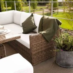 'Iris' Luxury Rattan 9 Seater Garden Sofa Set with Square Rising Table by Primrose Living -Garden Furniture Shop fu102427 2 SofaCorner 22f8