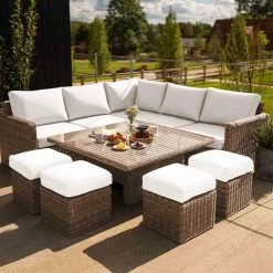 'Iris' Luxury Rattan 9 Seater Garden Sofa Set with Square Rising Table by Primrose Living -Garden Furniture Shop fu102427 4 FullSetNoParaClose a734