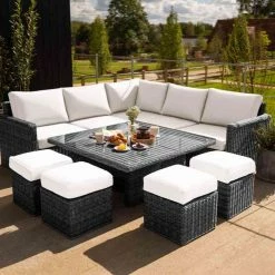 'Iris' Luxury Rattan 9 Seater Garden Sofa Set with Square Rising Table in Stone by Primrose Living -Garden Furniture Shop fu102428 4 FullSetNoParaClose 5640