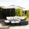 'Iris' Luxury Rattan 9 Seater Garden Sofa Set with Square Rising Table in Stone by Primrose Living