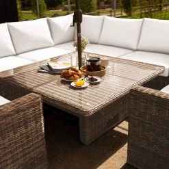 'Iris' Luxury Rattan 7 Seater Garden Sofa Set with Square Rising Table by Primrose Living -Garden Furniture Shop fu102432 3 Table 92f6