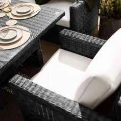 'Iris' Luxury Rattan 7 Seater Garden Sofa Set with Square Rising Table in Stone by Primrose Living -Garden Furniture Shop fu102433 ChairClose 7ff7
