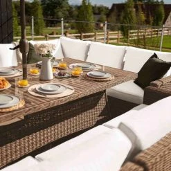 'Iris' Luxury Rattan 10 Seater Garden Sofa Set with Rectangular Table by Primrose Living -Garden Furniture Shop fu102434 4 TableSideSofaBack 9285
