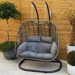 Luxury Rattan Double Hanging Egg Chair by Primrose Living -Garden Furniture Shop single egg chair outside bf54