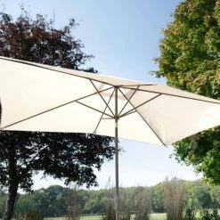 'Iris' Luxury Rattan 9 Seater Garden Sofa Set with Square Rising Table in Stone by Primrose Living -Garden Furniture Shop stone Parasol 49ab